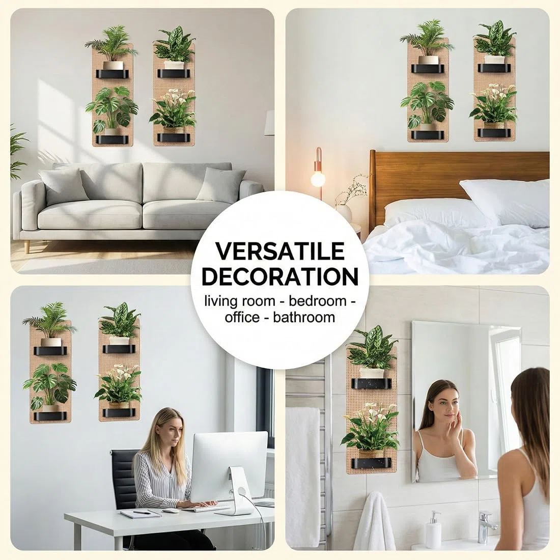 2 Pezzi Adesivi Murali Piante, Realistico Verde Pianta In Vaso Impermeabile Wall Art Adesivi 3D Vinile Rimovibile Wall Sticker per Soggiorno Camera da Letto Bagno Cucina Decor Ufficio, 30x60cm