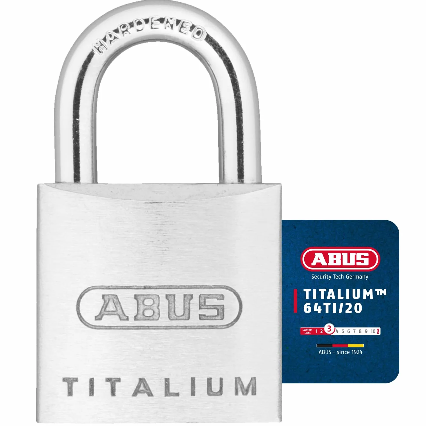 ABUS Lucchetto Titalium 64TI/20 - set di 2, con chiave uguale - corpo serratura in alluminio speciale - grillo in acciaio temprato - ABUS -Livello di sicurezza 3 - argento