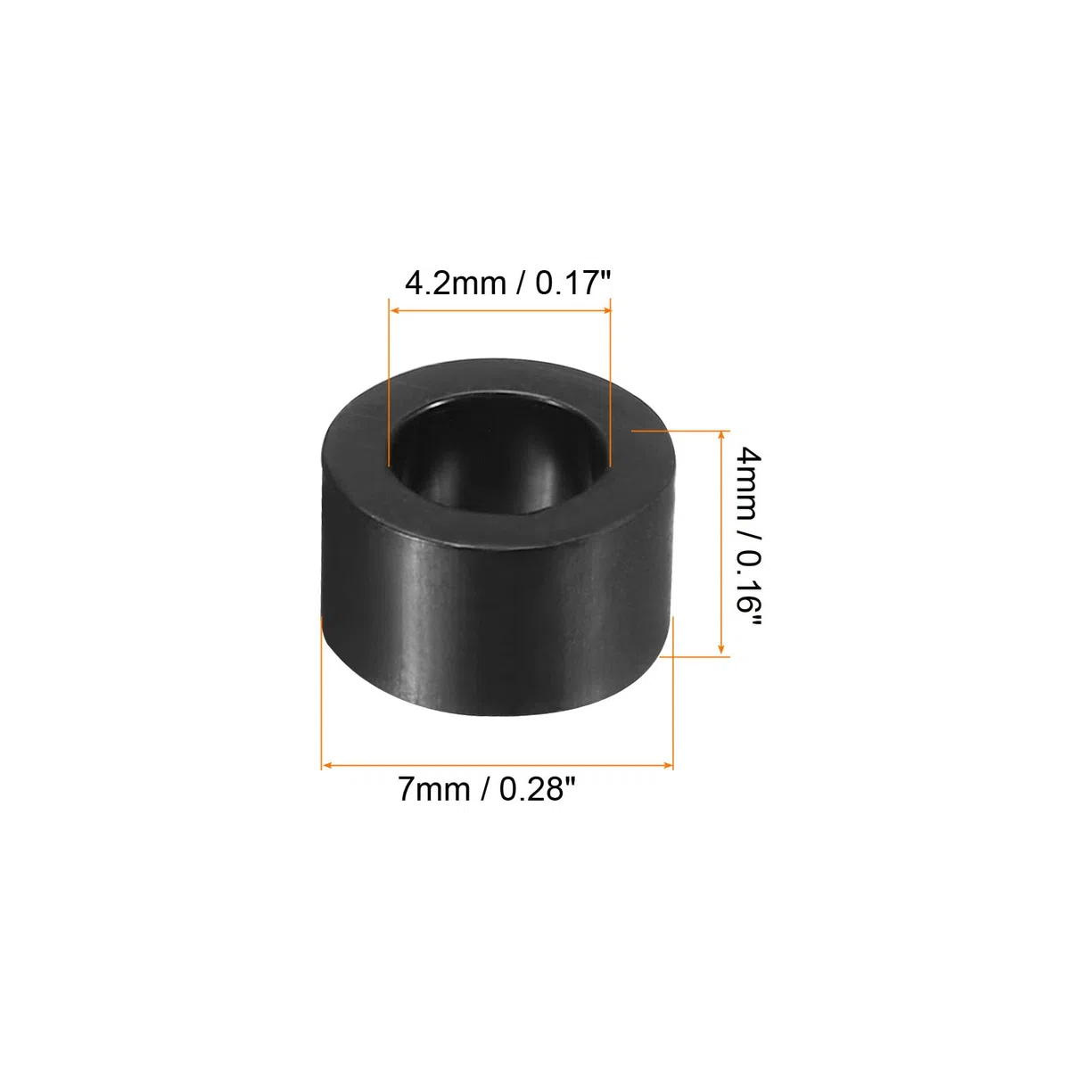 PATIKIL Tondo Distanziatore Rondella, 200pz Nylon 4.2mm ID x 7mm OD x 4mm L per M4 Viti Blocco 3D Stampante TV Parete Montaggio Elettrico Presa, Nero