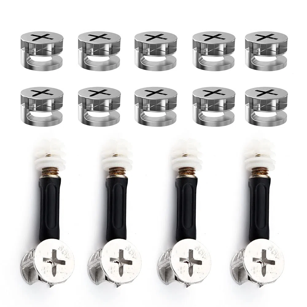WYAN Kit di connessione per mobili tre in uno da 4 pezzi, serratura a camma eccentrica da 10 pezzi, set di viti per il fissaggio dell'hardware del mobile