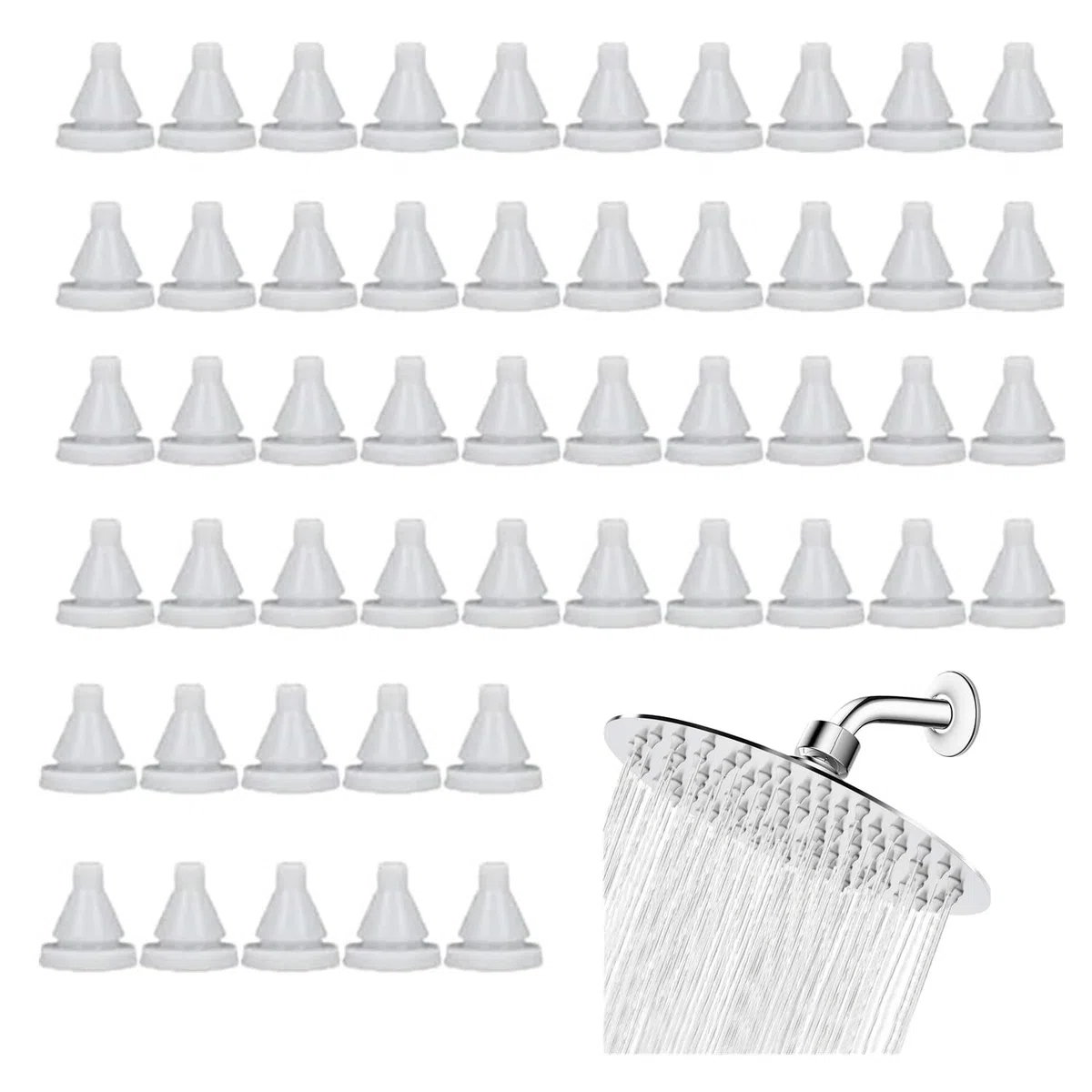 50 Ugelli Per Soffione Doccia Sostitutivi Per Foro Di Spruzzo Ugello In Silicone Beccuccio Per Irrigatore Punte Rotonde Parti Di Riparazione Per Soffione Doccia (Gel di silice)