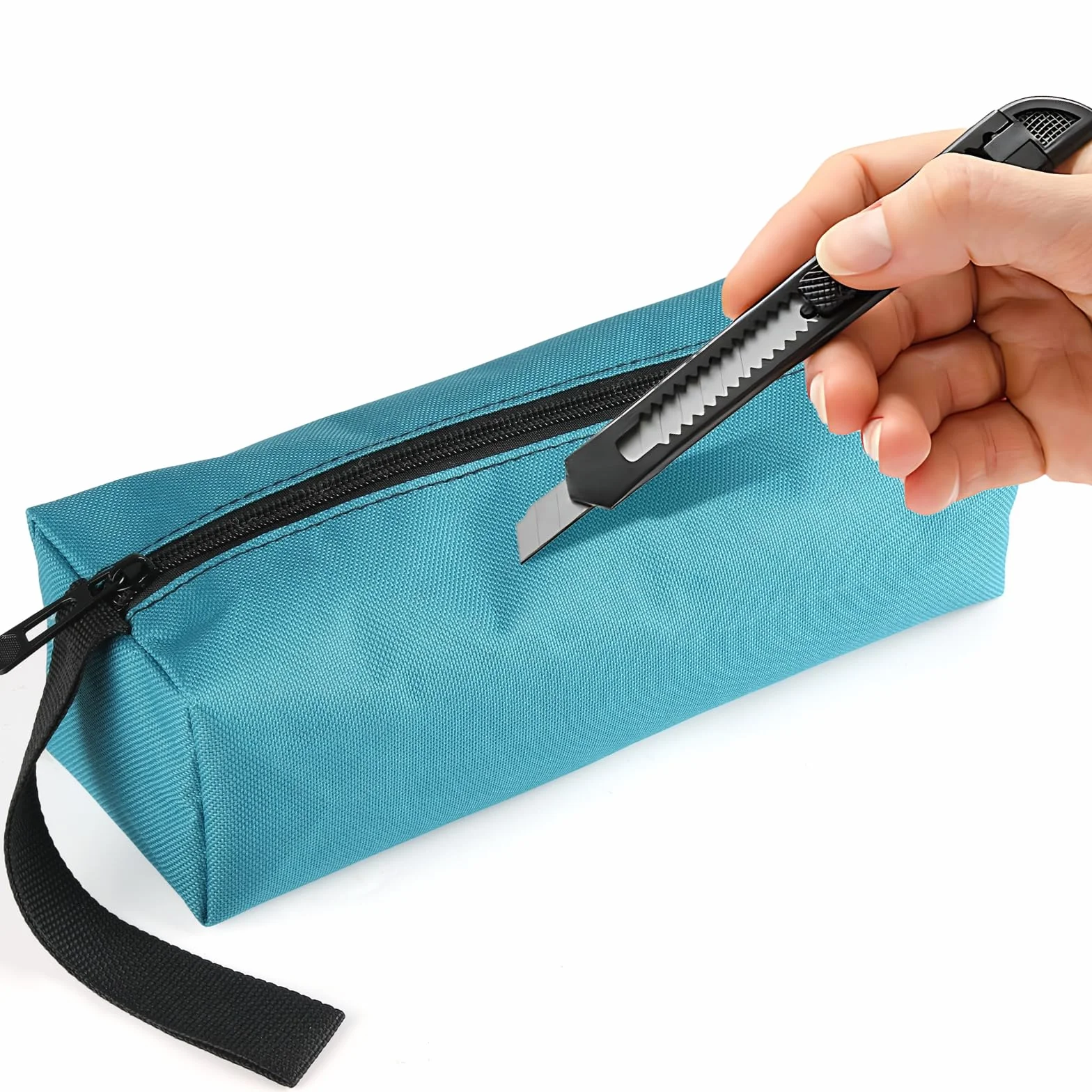 3 pezzi borsa porta attrezzi portatile piccola in tessuto Oxford 600D impermeabile con chiusura lampo, borsa per attrezzi multiuso resistente all'usura in tela (nero/blu/verde)