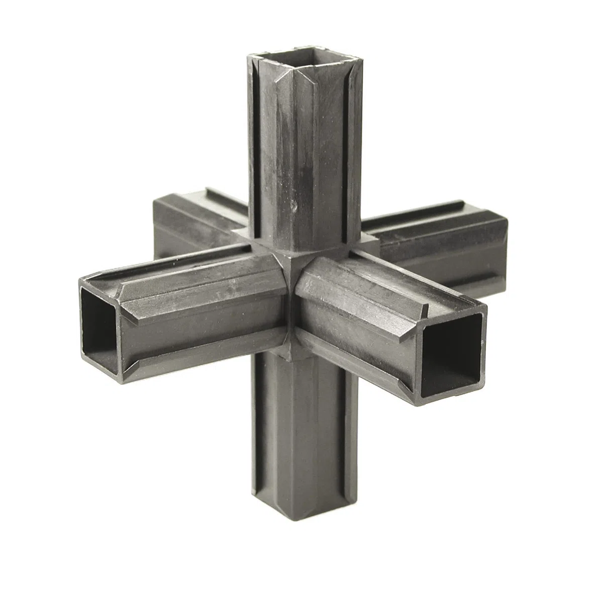 Alberts 426415 Connettore per tubi XD, Pezzo trasversale e due ulteriori uscite ad angolo retto, Plastica, nero, 20 x 20 x 1,5 mm, Set da 10