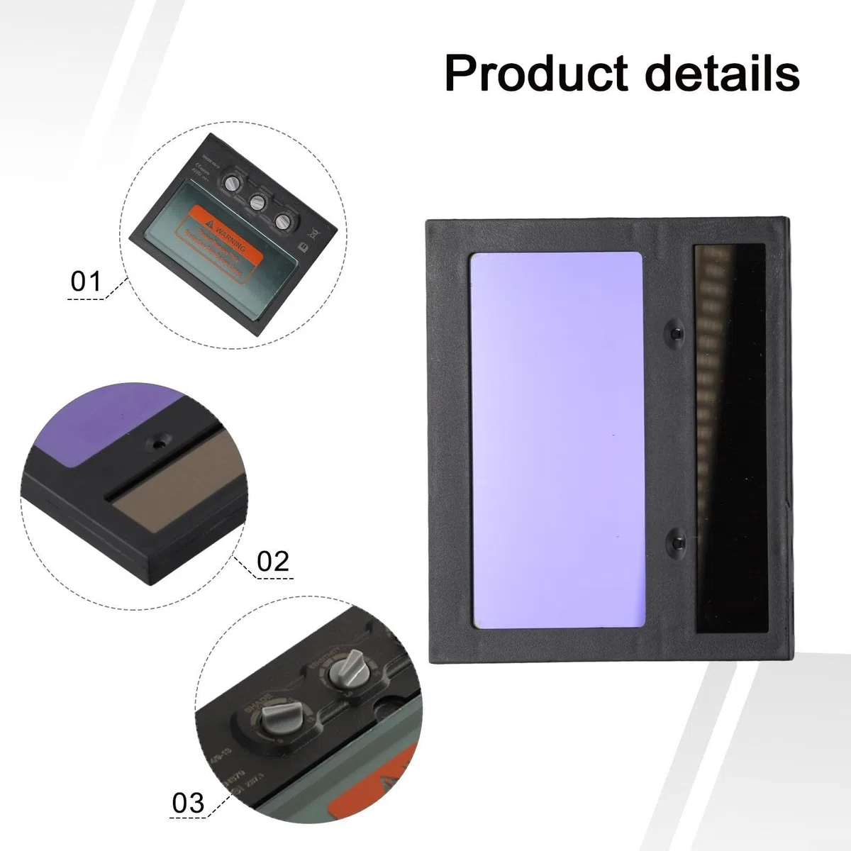 Filtro solare auto oscurante per saldatura con schermo LCD e paralume regolabile DIN9-DIN13, protezione per gli occhi ad alta definizione per caschi da saldatura, risposta rapida 1/10000s, protezione