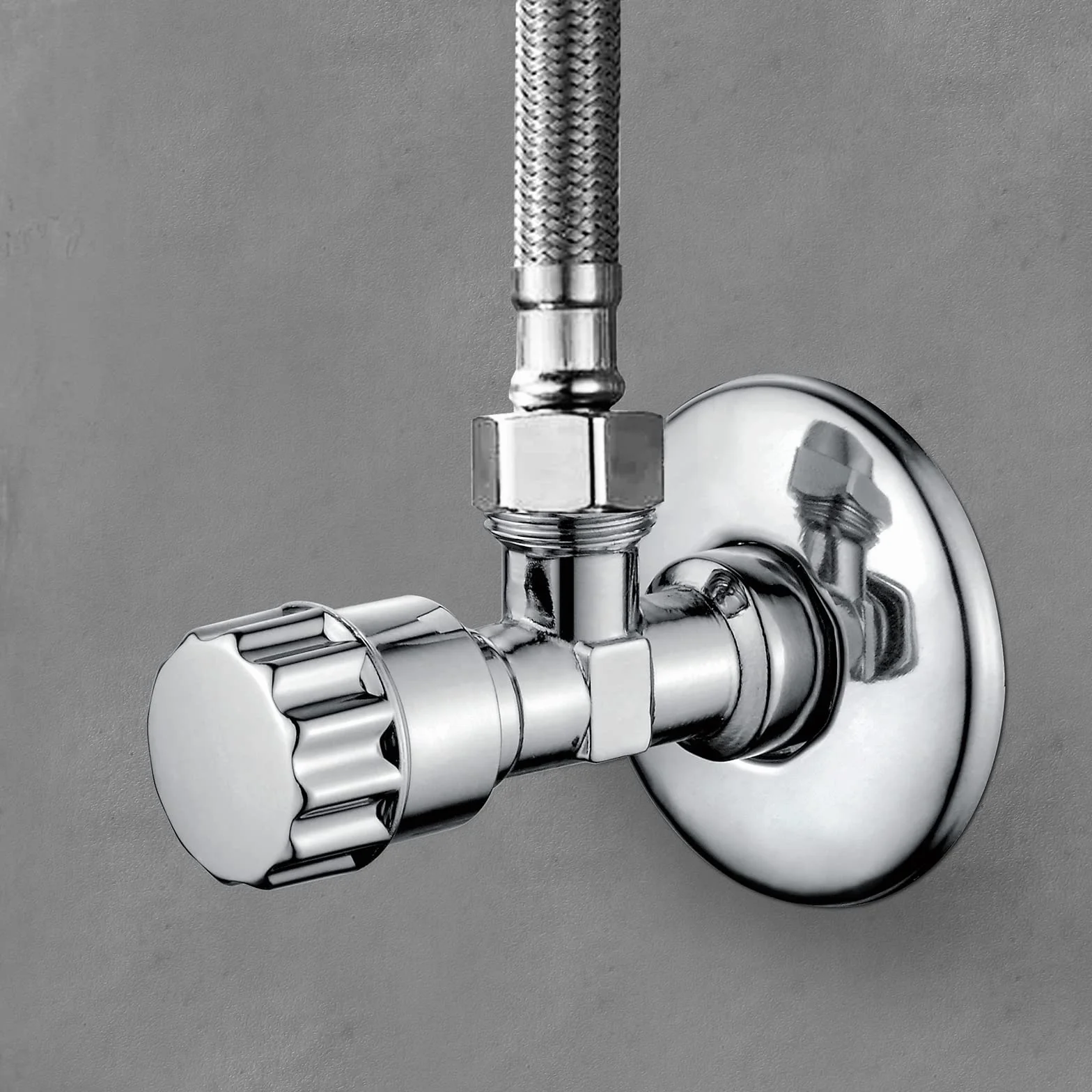 Ibergrif M22022-2 Valvola Angolare Autosigillante 1/2" x 3/8" Universale, Rubinetto Sottolavello in Ottone Cromato, Valvola Acqua Parete Resistente, Set 2 Pezzi per Cucina Bagno
