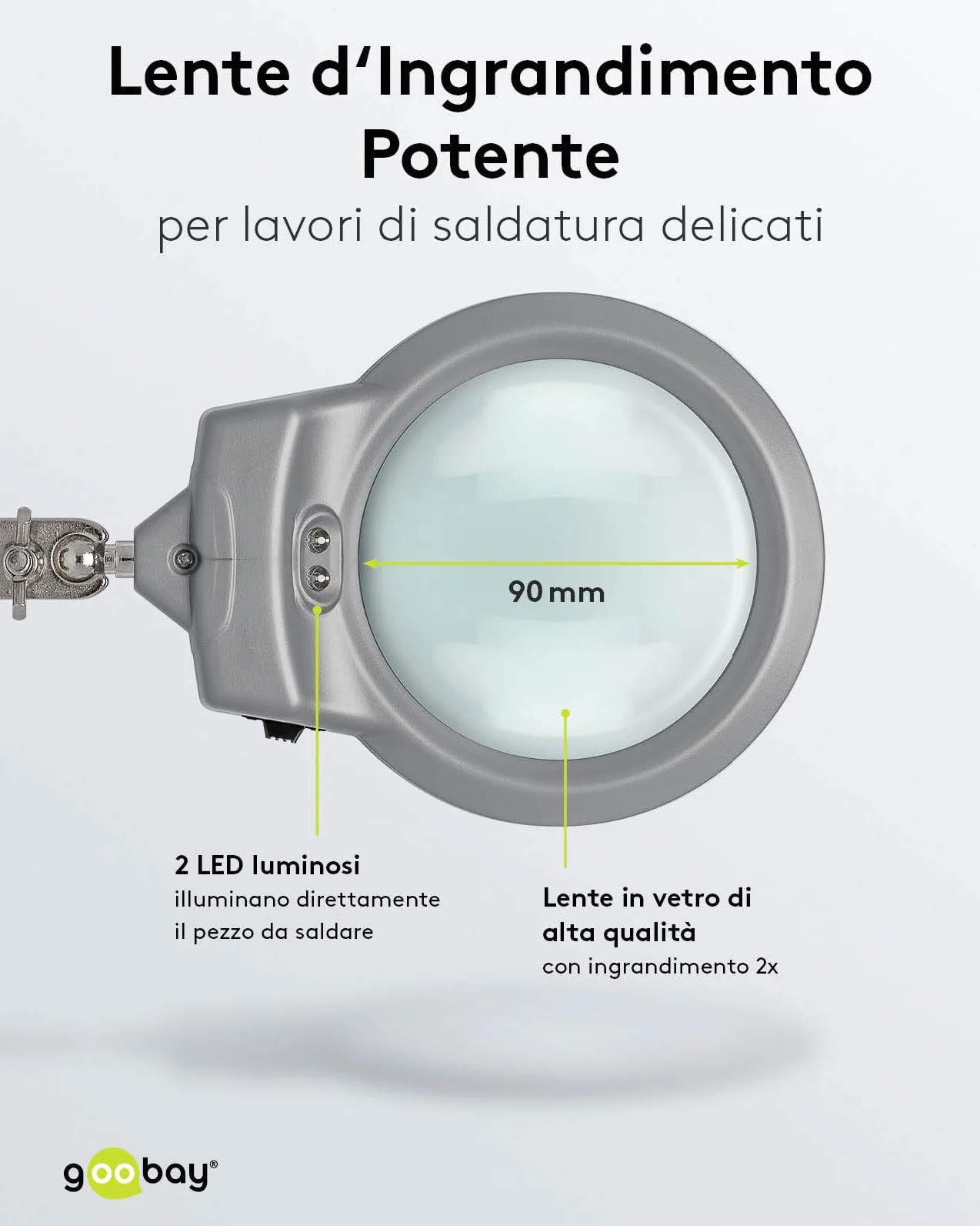 Fixpoint 51226 Sostegno Per Saldatura con Lente E Supporto in ghisa