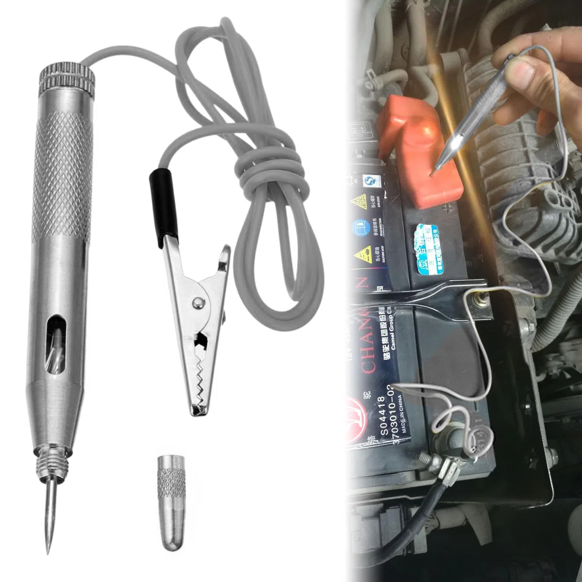 Tester di tensione di circuito, tester di circuiti elettrici e auto, rilevatore di corrente 6 V 12 V 24 V per auto