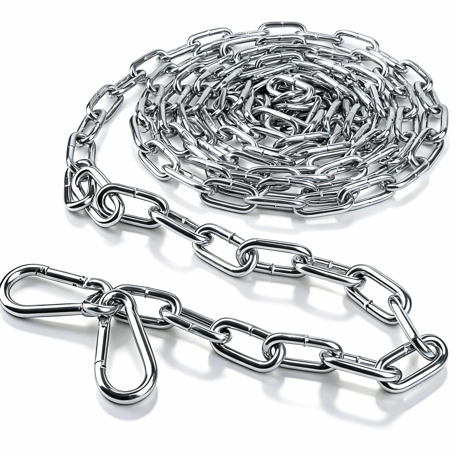 Catena in metallo resistente, 2 metri, catena in acciaio zincato, spessore 2 mm, con moschettone, per lucchetti per cancelli, biciclette, sollevamento esterni, piante sospese, altalena