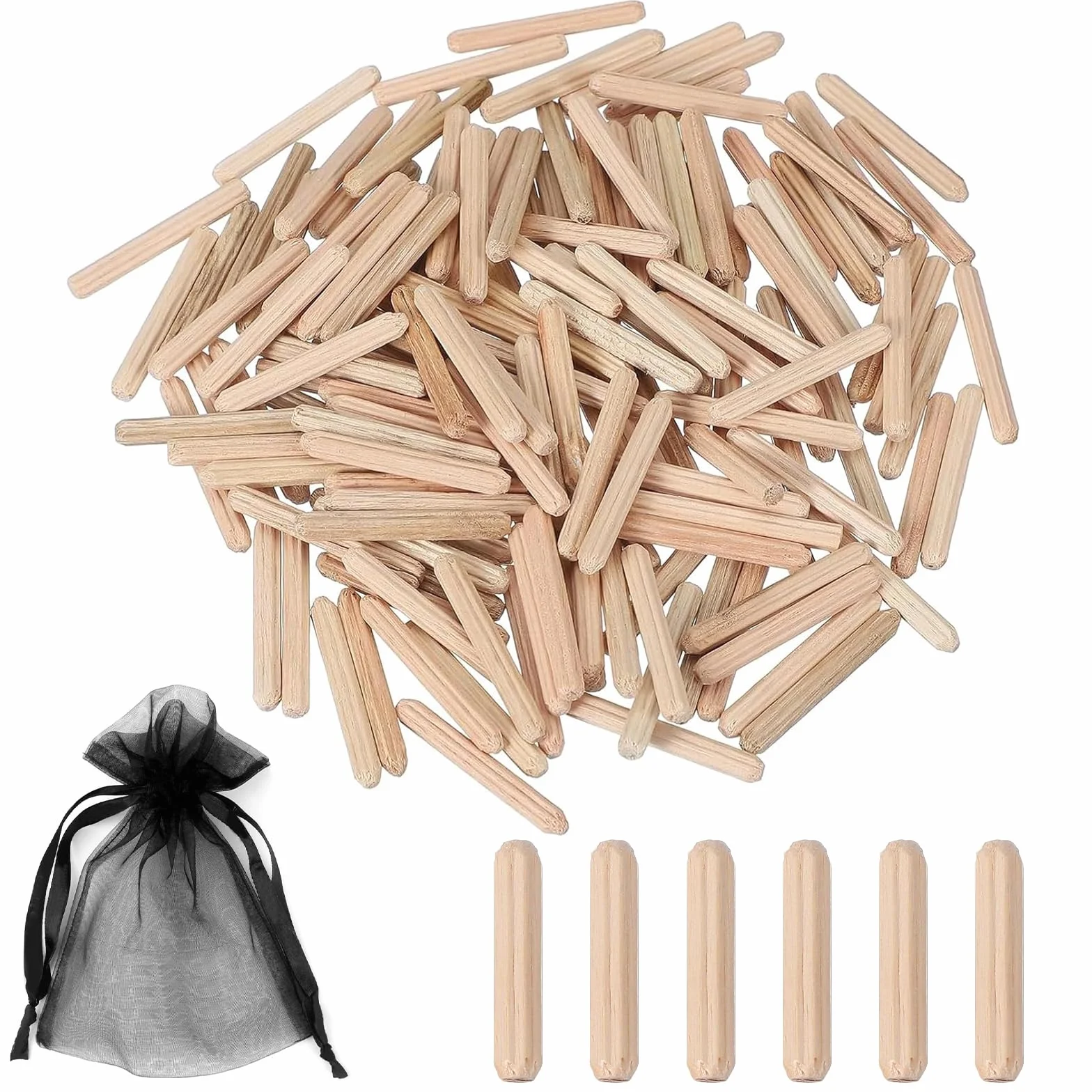 200 Pz Tasselli Legno Conici Scanalati, Spine per Legno a Forma di Ago 4mm, per Mobili Riparazioni Fai da Te Lavorazione del Accessori