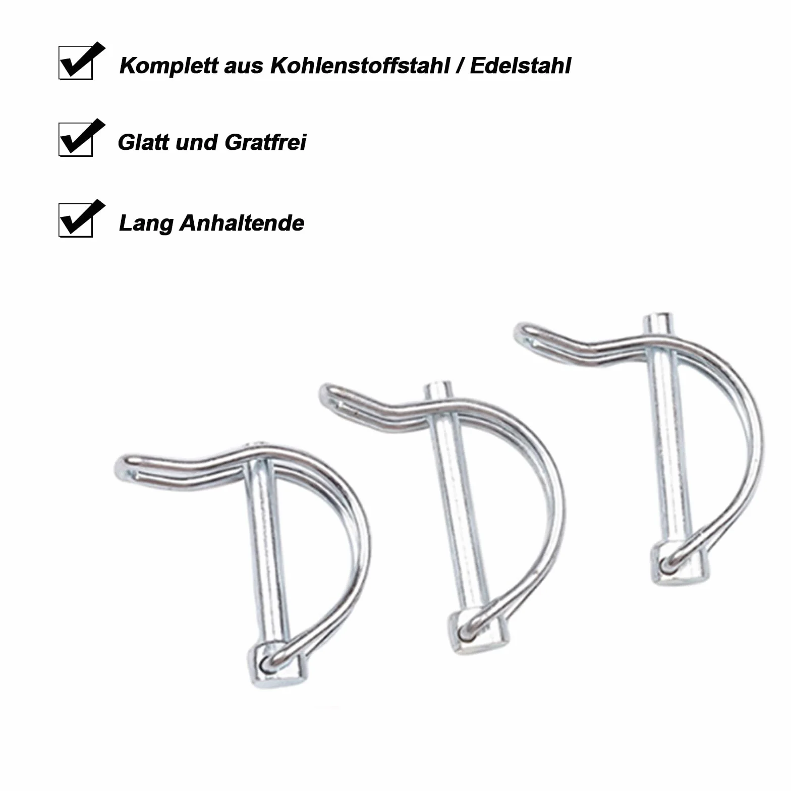 Perno Spaccato Tubolare,Confezione da 4 Coppiglie Pieghevoli 6 x 45 mm con Chiusura a Scatto, Coppiglia, Perno di Bloccaggio, per Prato Agricolo Giardino
