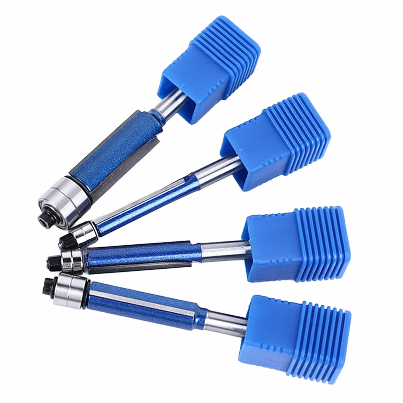 Yinhing Set di 4 Punte per Rifinitura a Filo con Gambo da 6 Mm, Design a Doppio Cuscinetto, Ideali per Tagli Dritti, Punte per Fresa per Progetti Professionali di Lavorazione del Legno e Artigianato