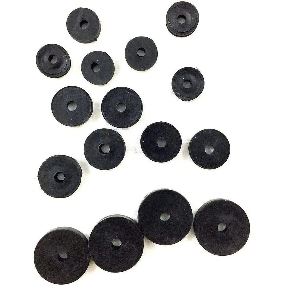 Assortimento di 13 pezzi di gomma piatta Confezione da 13 rondelle per rubinetti da 3/8" o 1/2" o 3/4" per lavabo o vasca da bagno.