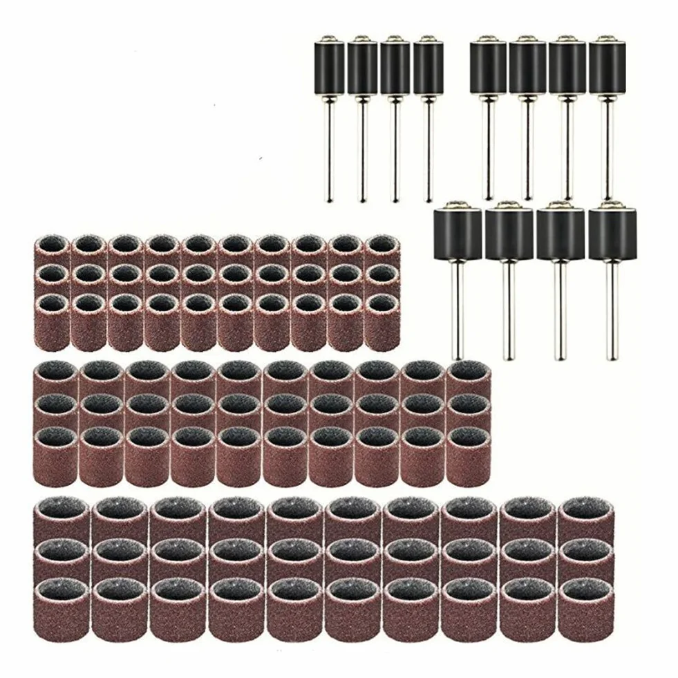 Fyearfly Set di levigatrici a Tamburo, 102 Pezzi Nastro abrasivo Tamburo abrasivo Rotante Anello abrasivo per levigatura Strumento per lucidatura per Ceramica, Pietra, Vetro, Legno