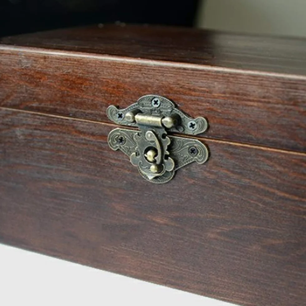 Serratura antica con chiusura a scatto fermaglio viti per contenitore gioielli legno 82x65mm