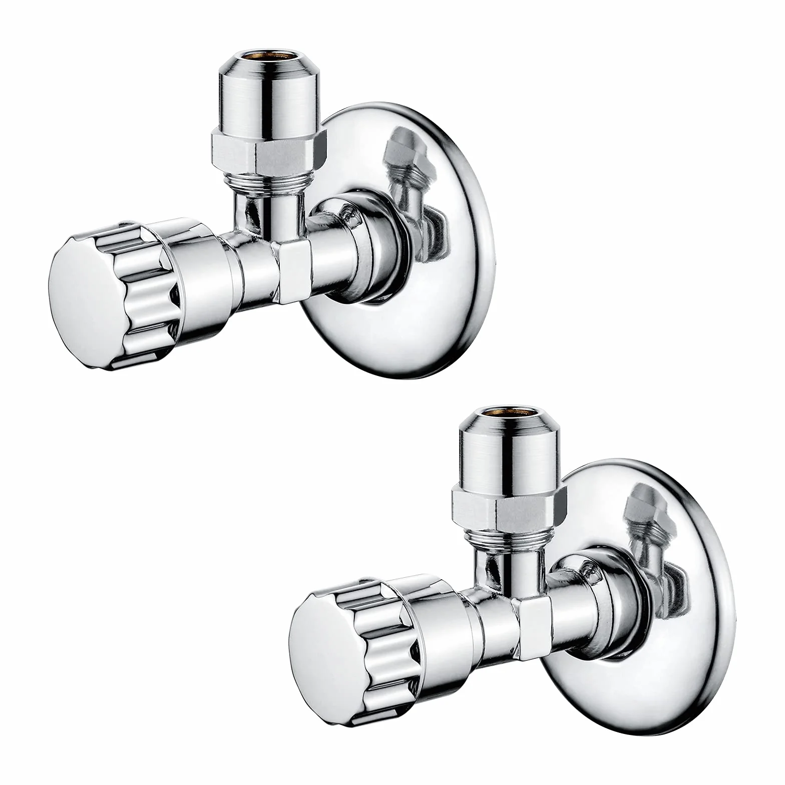 Ibergrif M22022-2 Valvola Angolare Autosigillante 1/2" x 3/8" Universale, Rubinetto Sottolavello in Ottone Cromato, Valvola Acqua Parete Resistente, Set 2 Pezzi per Cucina Bagno
