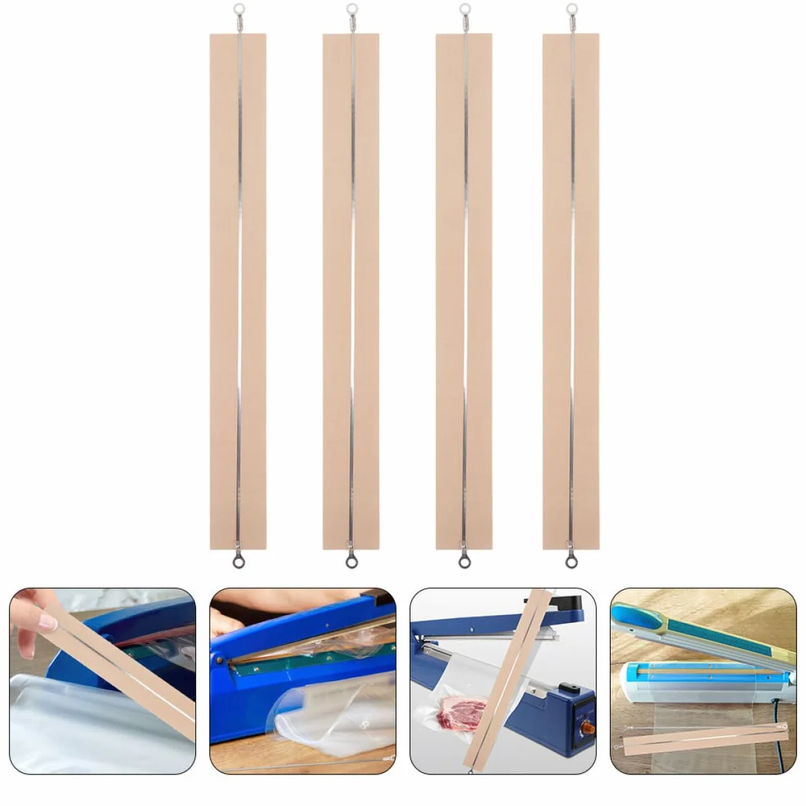 Housoutil 4 Pezzi Strisce Riscaldanti per Macchina Sigillatrice, Parti Semplici da Installare Tessuto Alta Temperatura, Leggeri e Resistenti per Uso Professionale