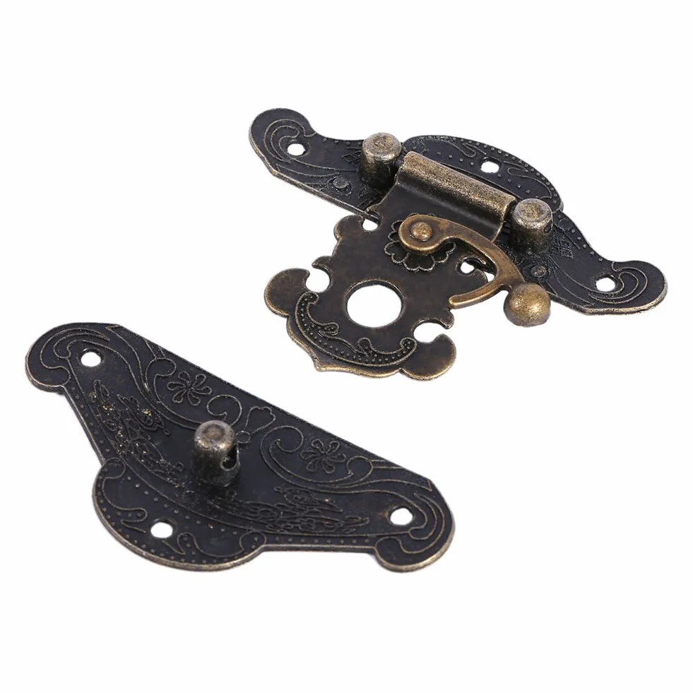 Serratura antica con chiusura a scatto fermaglio viti per contenitore gioielli legno 82x65mm