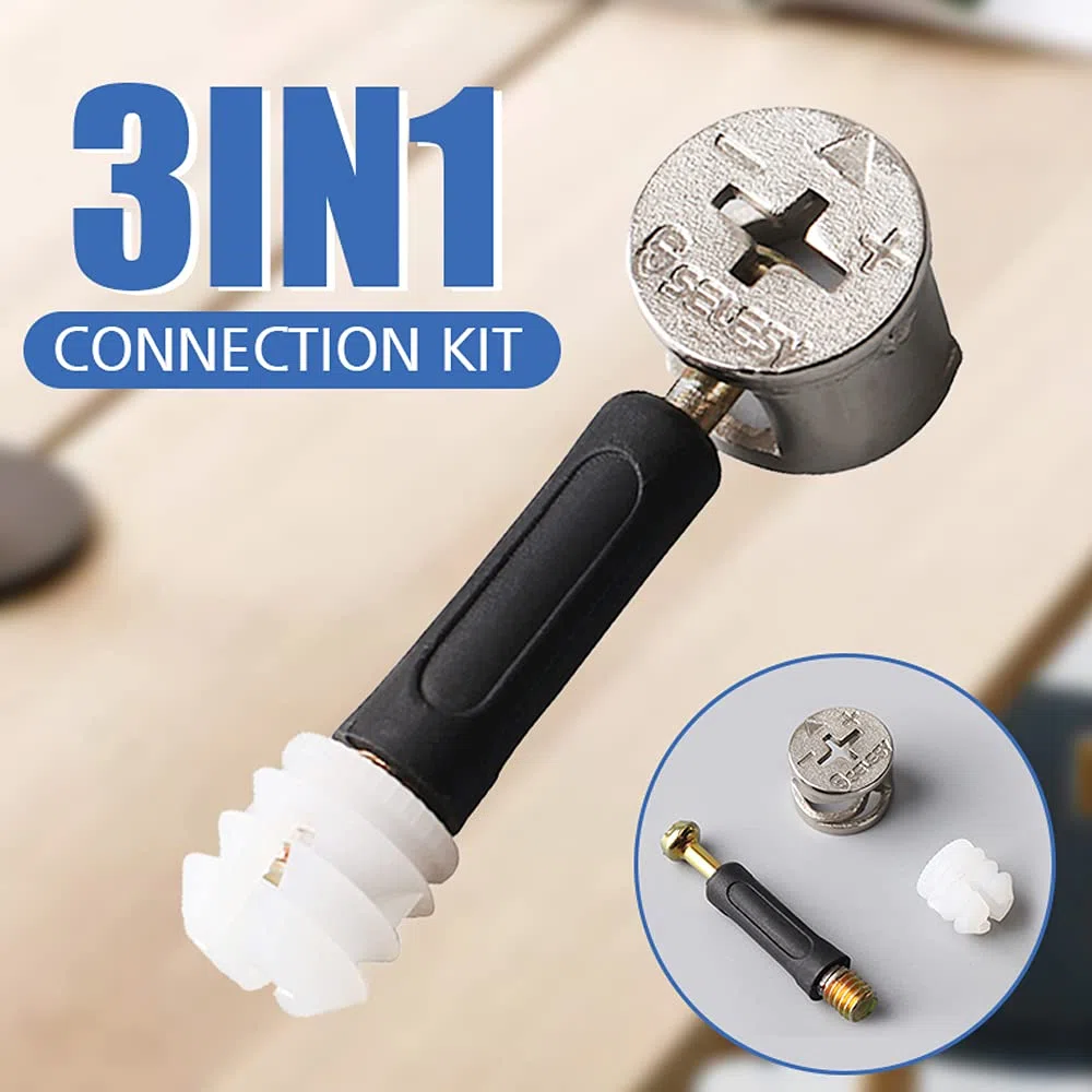 WYAN Kit di connessione per mobili tre in uno da 4 pezzi, serratura a camma eccentrica da 10 pezzi, set di viti per il fissaggio dell'hardware del mobile