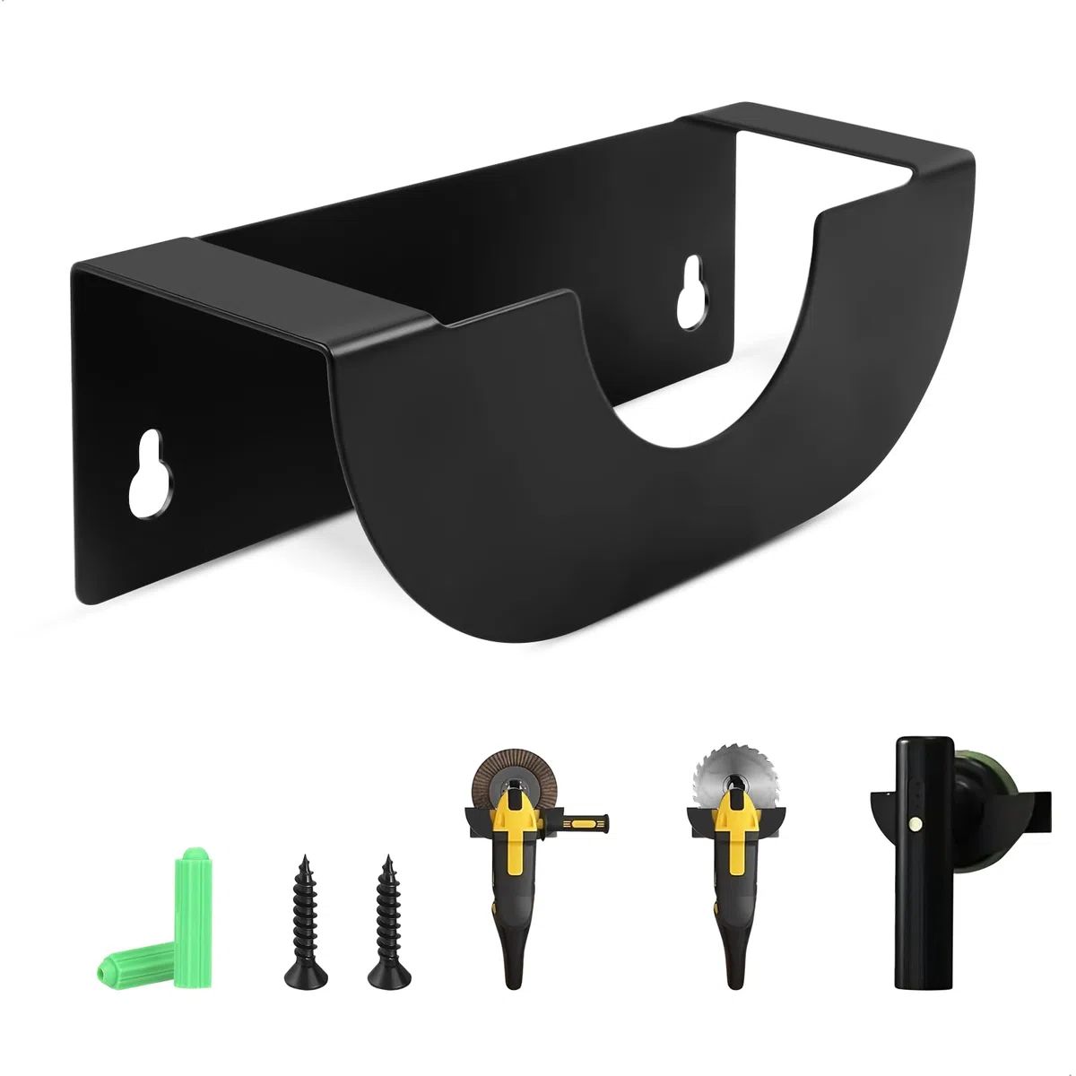 Supporto per Smerigliatrice Angolare, Supporto Smerigliatrice Angolare da Parete, Supporto per Smerigliatrice Universale con Viti di Fissaggio per Officina Garage, Acciaio Nero 16x5 cm