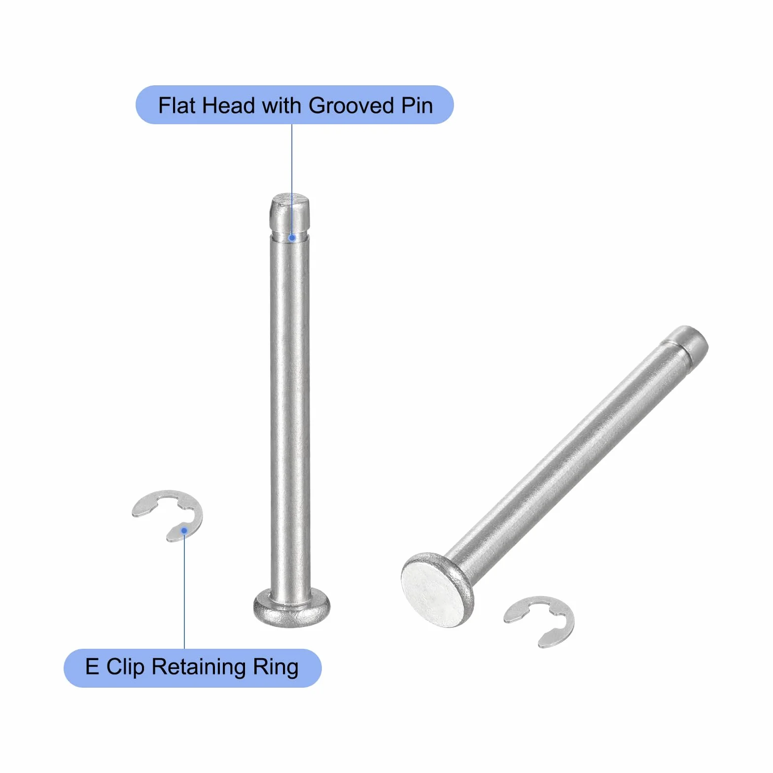 QUARKZMAN 10Set M3x30mm Perno Posizionamento Cilindrico Elastico Albero Acciaio Inossidabile 304, Perno Posizione Cilindro Cerniera Scanalato Testa Piatta con Ring Fissaggio Clip E, Argento