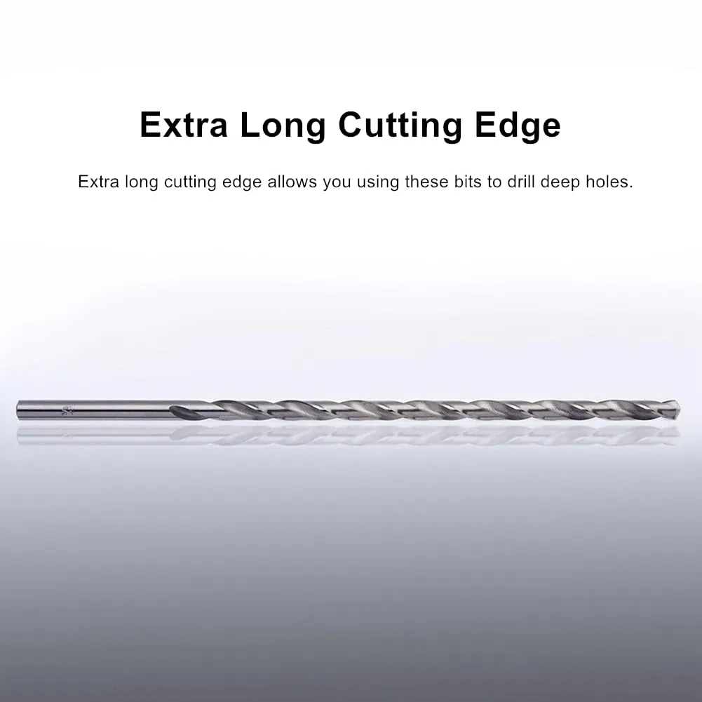 5 Pezzi Set di punte per legno, Punte Elicoidali Extra Lunghe 150mm, Set Punte Trapano con Gambo Dritto HSS Utensile Taglio per Legno, Plastica e Alluminio (Diametro 2/3/3,5/4/5mm)