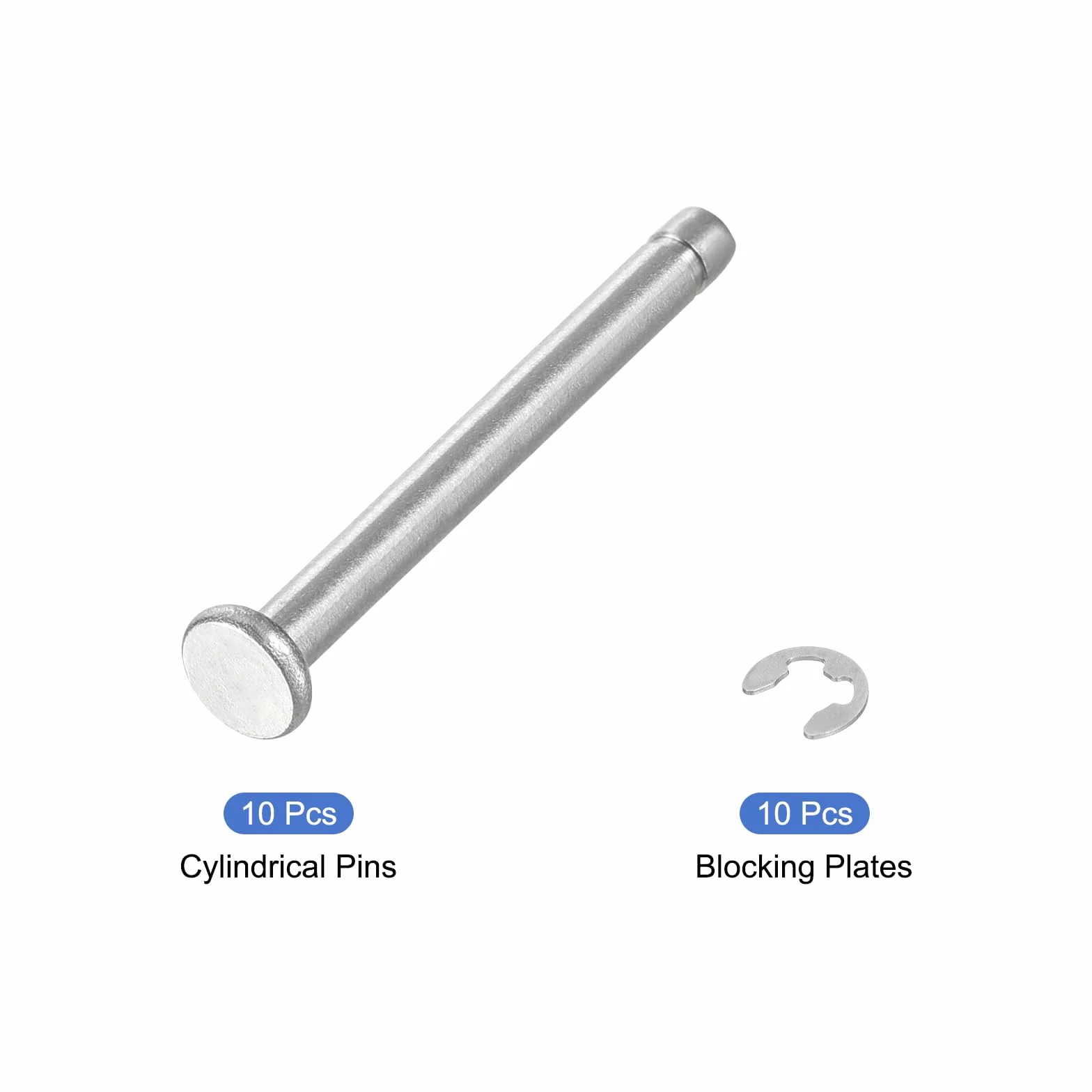 QUARKZMAN 10Set M3x30mm Perno Posizionamento Cilindrico Elastico Albero Acciaio Inossidabile 304, Perno Posizione Cilindro Cerniera Scanalato Testa Piatta con Ring Fissaggio Clip E, Argento