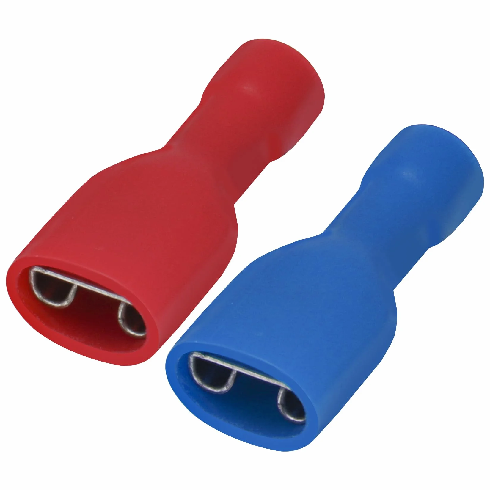 Heschen Connettori rapidi femmina in vinile completamente isolati 6.3 x 0.8 mm, rosso per 0.5-1.5 mm² (22-16 AWG), blu per 1.5-2.5 mm² (16-14 AWG), confezione da 100 pz