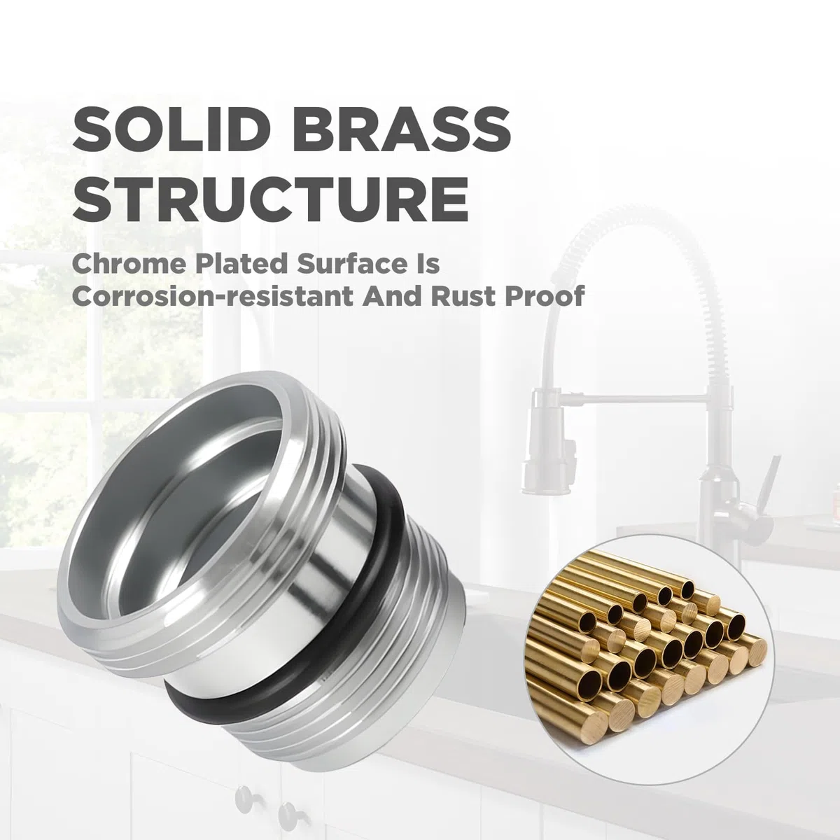 Adattatore per rubinetto da M18 a M22, filettatura esterna con guarnizione in gomma, ottone cromato di alta qualità, adatto per cucina e bagno, compatibile con filtro dell'acqua, aeratore, attacco