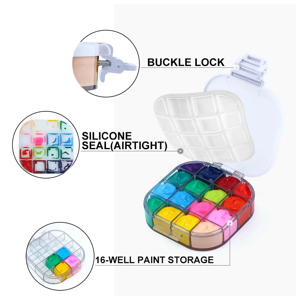 Transon 16 pozzetti per risparmio di vernice, portatile, ermetica, idratante, colore bianco