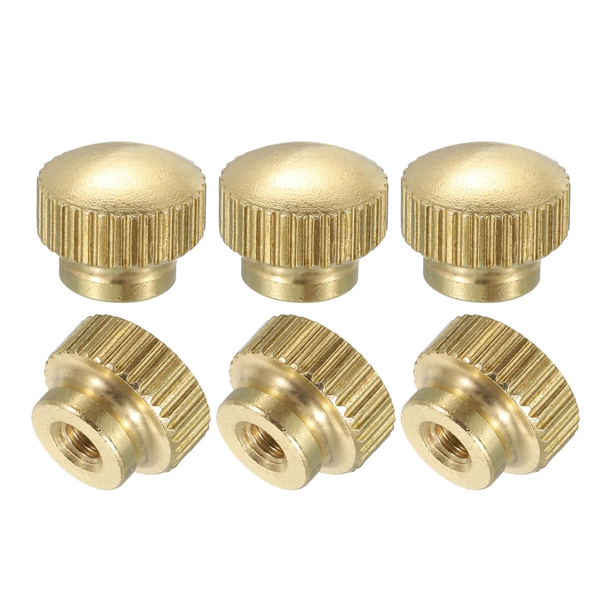 QUARKZMAN Dadi a Farfalla Scanalati, 6pz M3 x D10mm x H8mm Foro Cieco Ottone a Testa Alta con Colletto a Testa Alta Foro Cieco Elementi Fissaggio Pomelli Rotondi per Parti Stampanti 3D