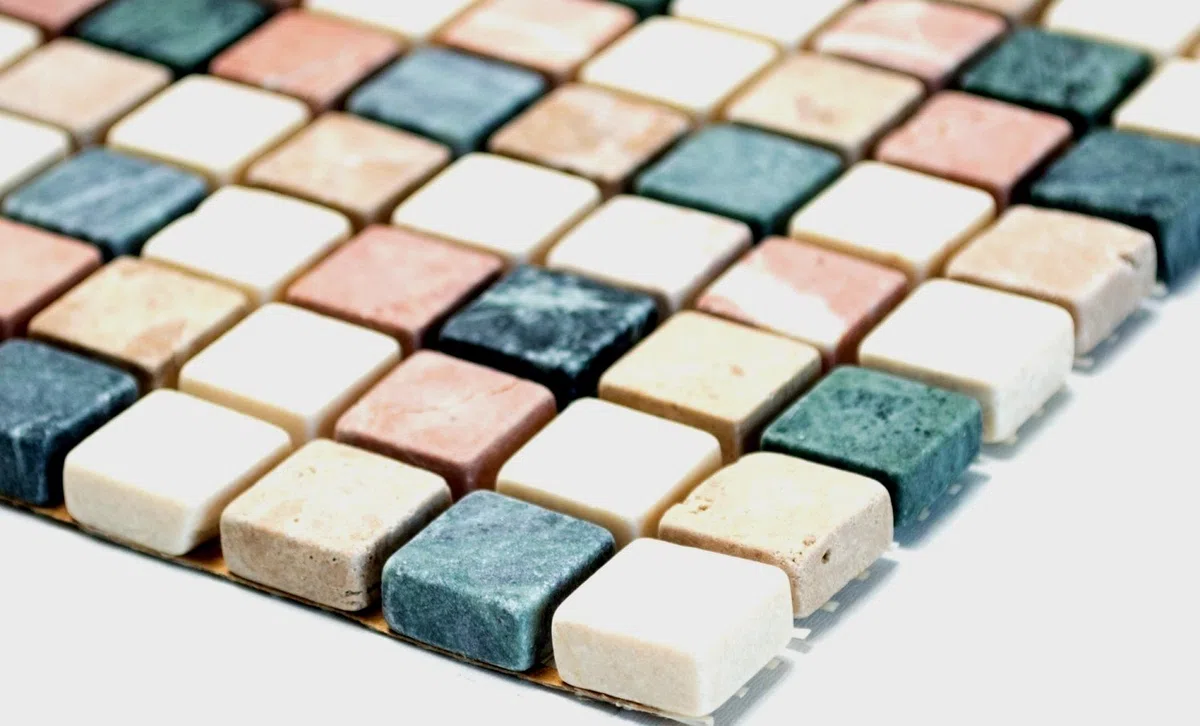 Piastrella a mosaico in marmo con pietra naturale, crema, beige, rosso, verde, casuale, per pavimenti, pareti, bagno, WC, doccia, cucina, specchio per piastrelle, rivestimento per vasca da bagno,