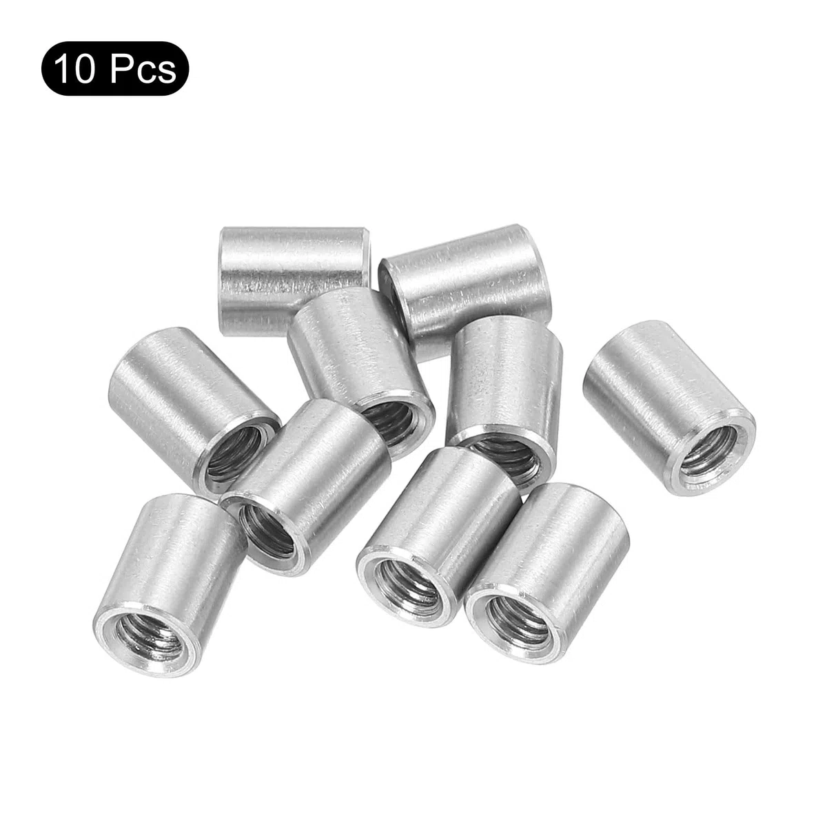 QUARKZMAN 10Pz Dadi Connettore Rotondo M4, Dado Accoppiamento Acciaio Inossidabile 304 Lunghezza 8mm/0.31" Dado Perno Barra Asta Manicotto Lunghezza Staffa, M4x8x6mm