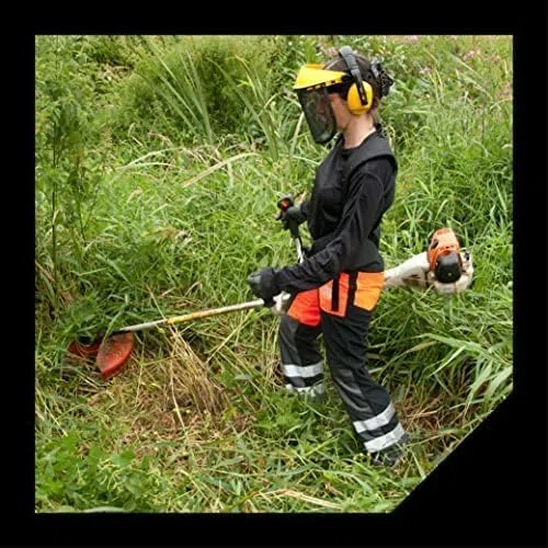 Generico Visiera Protettiva con Schermo in Rete d'Acciaio, Gialla e Nera, Regolabile, Calotta con Visiera Protettiva Maschera Decespugliatore, Visiera da Lavoro