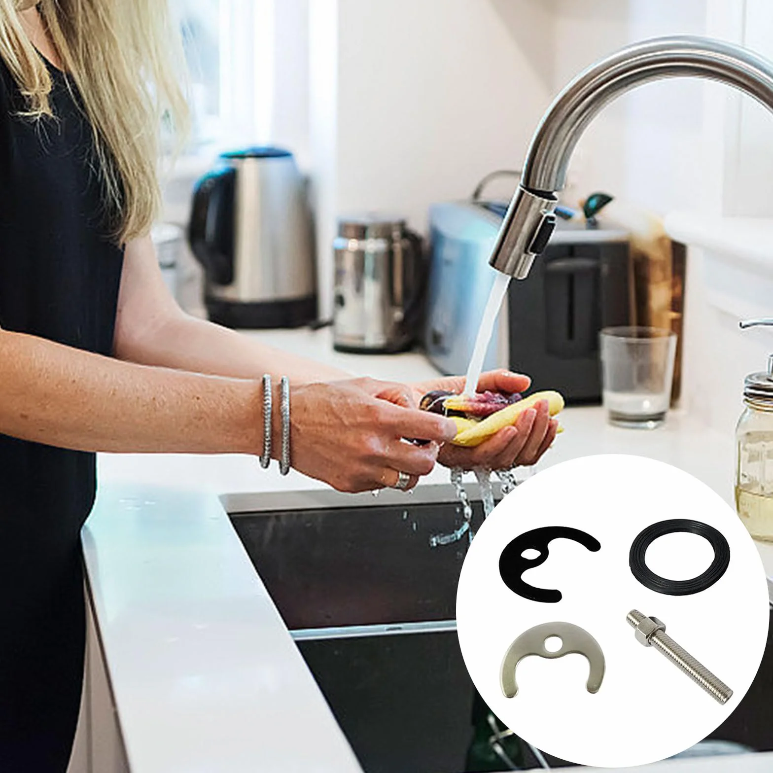 Montaggio Monoblocco Di Kit,Ricambio Rubinetto Lavello Fissaggio,Rubinetto Dado Di Fissaggio,Sistema Di Viti Per Rubinetti Da Lavabo,Lavandino Per Fissaggio Ferro,Con Una Chiave,Kiuiom