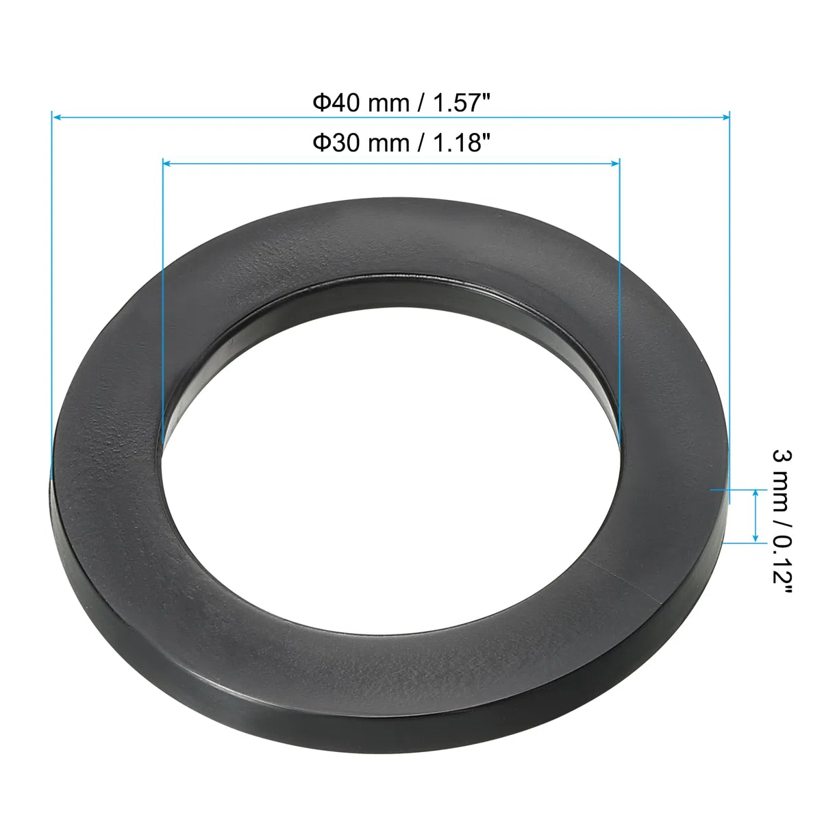 PATIKIL 12pz Rondelle Piatte in Gomma M30, Rondella Piatta 30mm ID x 40mm OD x 3mm Spessore Anello Tenuta Separatore Guarnizione per Tubo Rubinetto Tubo Acqua Bullone Fissaggio, Nero