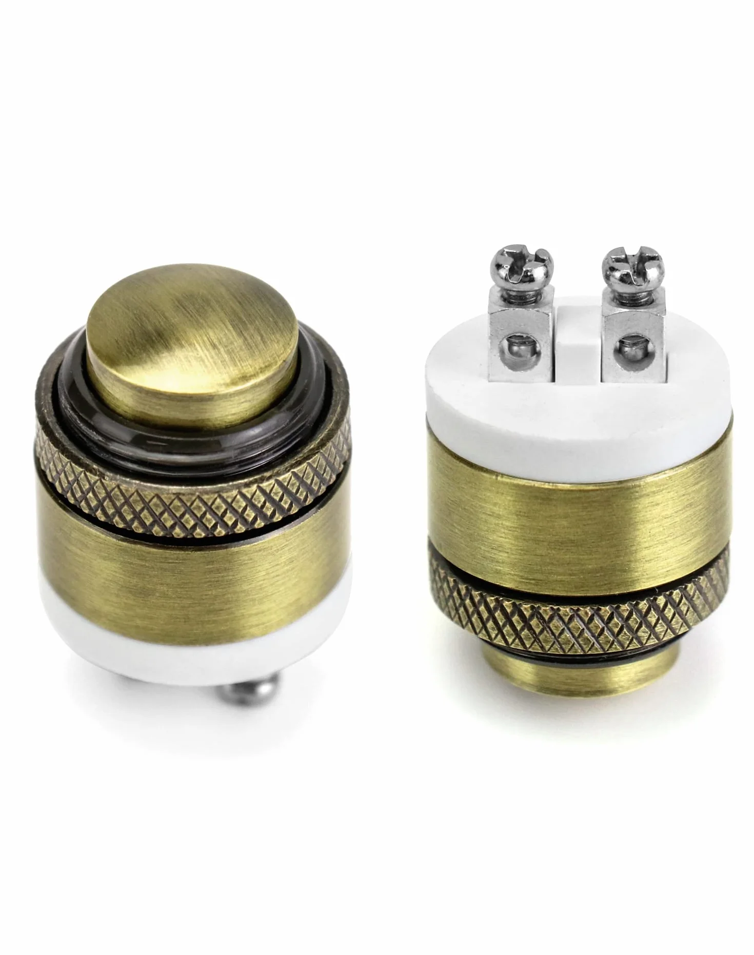 QWORK® 16MM Pulsante Campanello in Ottone, Pulsante Momentaneo Impermeabile Terminali a Vite 16MM 2A 12V/24V/36V DC ON/OFF