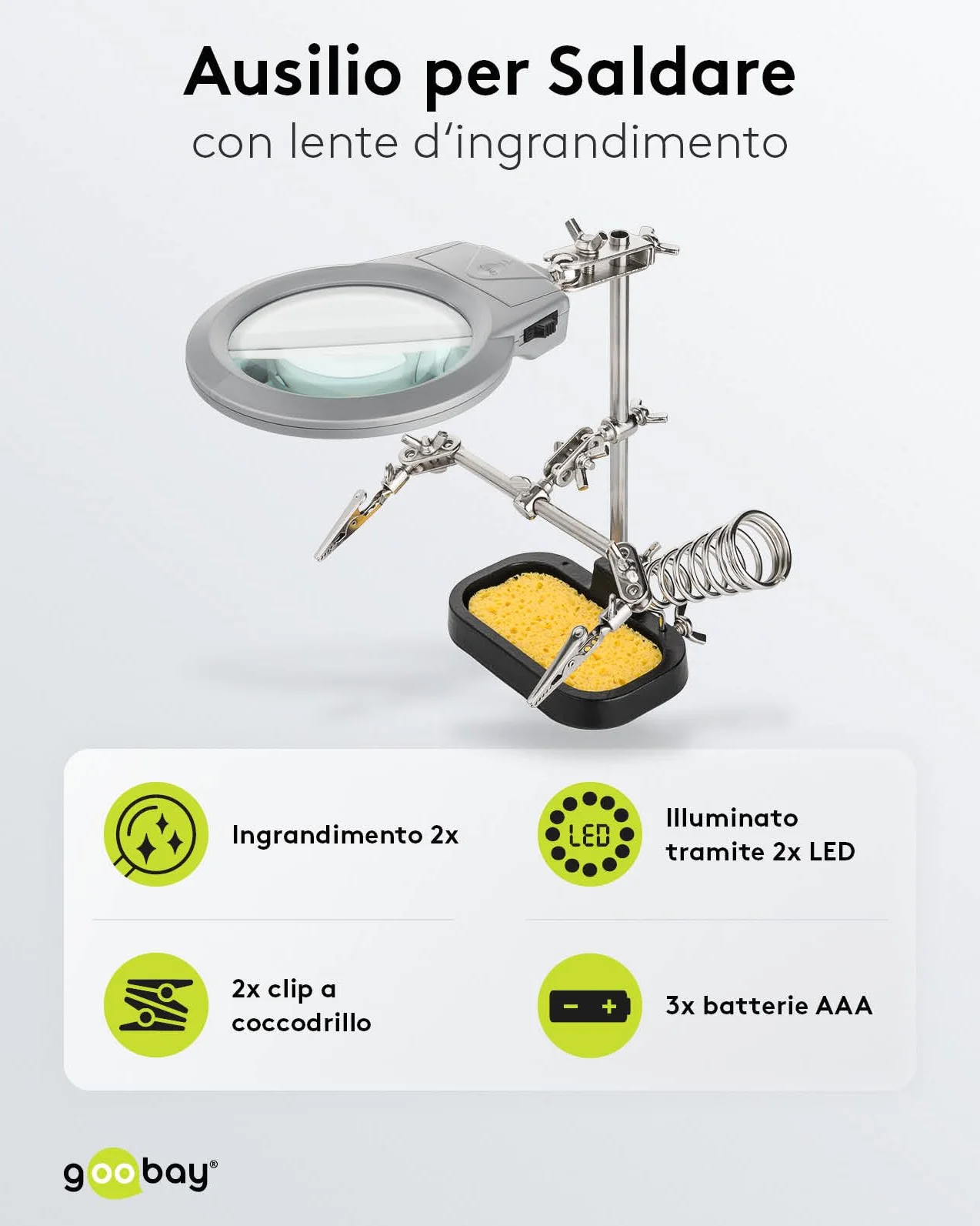 Fixpoint 51226 Sostegno Per Saldatura con Lente E Supporto in ghisa