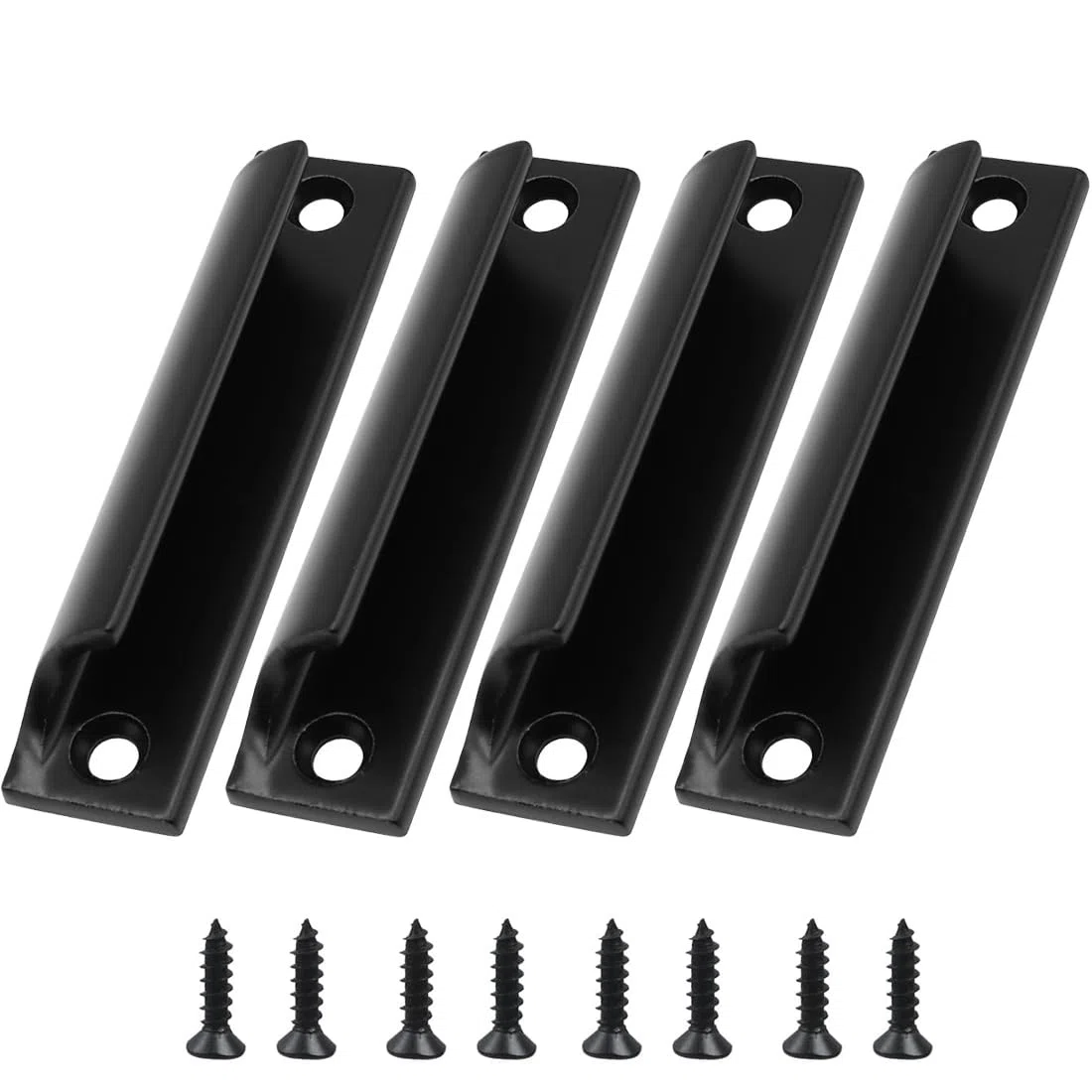 4 Pcs Poignée de Porte de Terrasse, Maniglie per Porte in Metallo, Maniglia Porta Scorrevole in Alluminio, per Cassetti Armadi, Finestre, Portafinestra, Esterna, con viti(Nero)