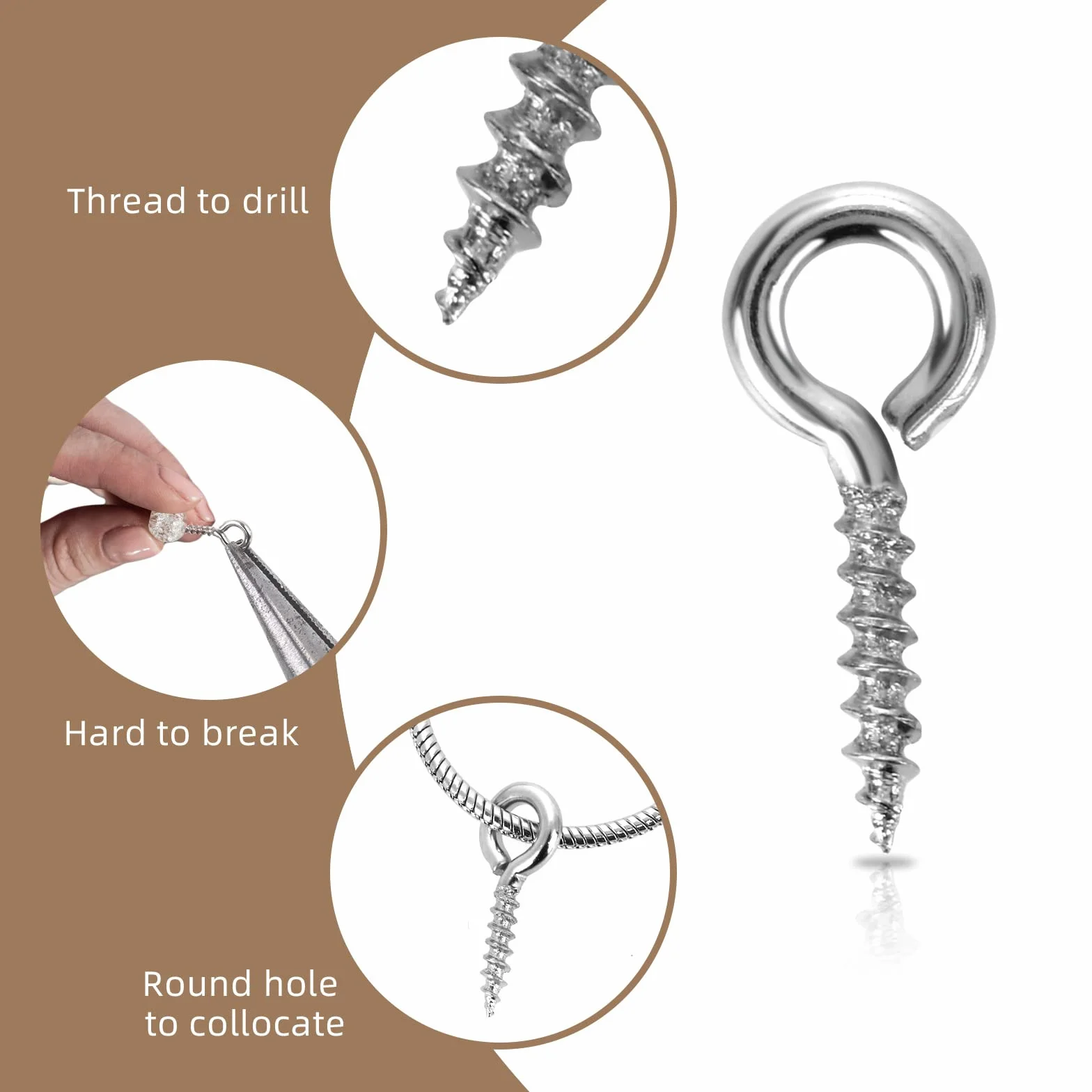 Grevosea 300pc Ganci Avvitabili,ganci A Vite,occhielli A Vite Per Legno,ganci A Vite Con Occhiello,occhielli A Vite In Acciaio Inox Eyebolts Per Gioielli Rendendo Fai Da Te Crafts Legno Artigianato