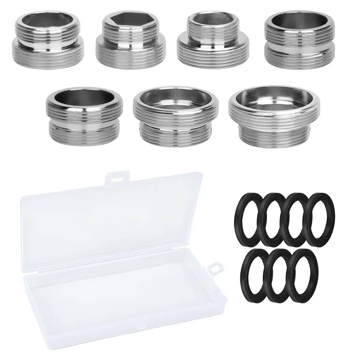 Set di 7 adattatori per rubinetto M18 M22, adattatore filettato per aeratore da cucina, tubo da giardino, filtro dell'acqua e connettori standard, compatibilità universale per diversi tipi di