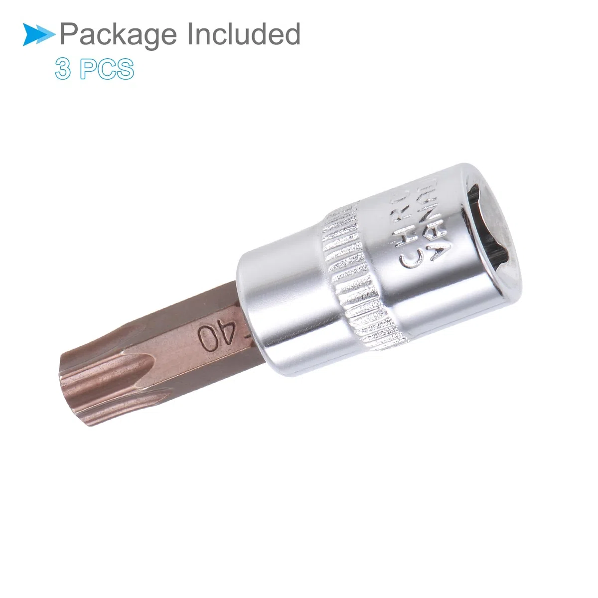 Chiave a Bussola Torx, Metrico T40 Punta 1/4" Attacco 1,5" Lungo, Acciaio Legato S2 Temprato al Cromo-Vanadio - (Applicazioni: per Applicazioni Fissaggio) 3pz