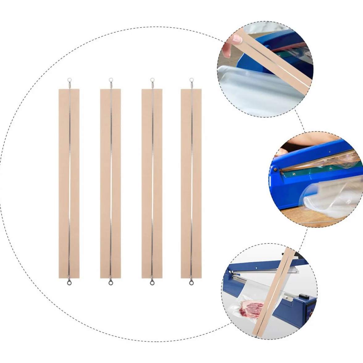 Housoutil 4 Pezzi Strisce Riscaldanti per Macchina Sigillatrice, Parti Semplici da Installare Tessuto Alta Temperatura, Leggeri e Resistenti per Uso Professionale
