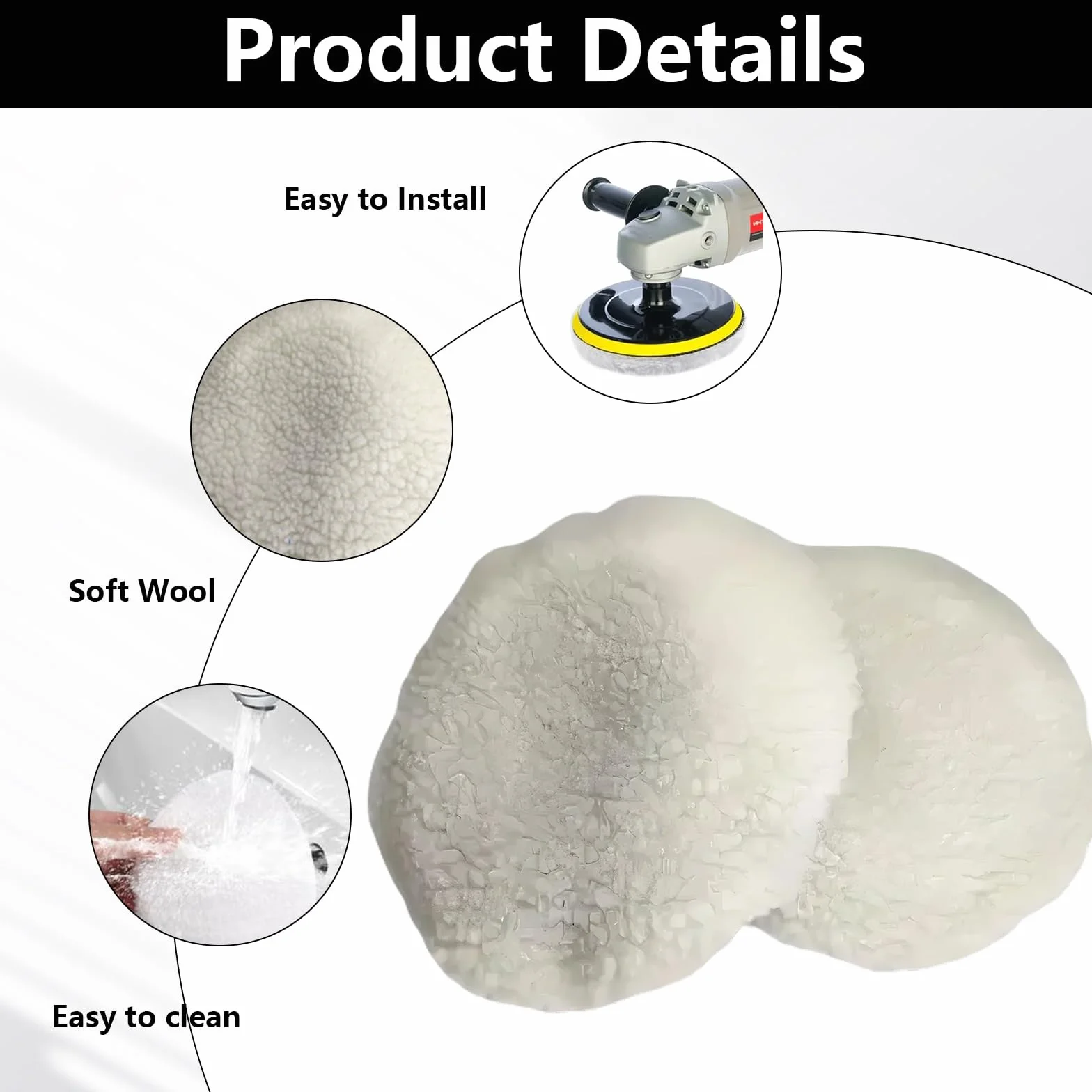Tampone per Lucidatura Auto 12 Pezzi – Set di Tamponi per Polisher 230-250mm in Microfibra, Lana e Coral Fleece – Copertura per Macchina Lucidatrice, Design a Fascia Elastico, Facile da Usar