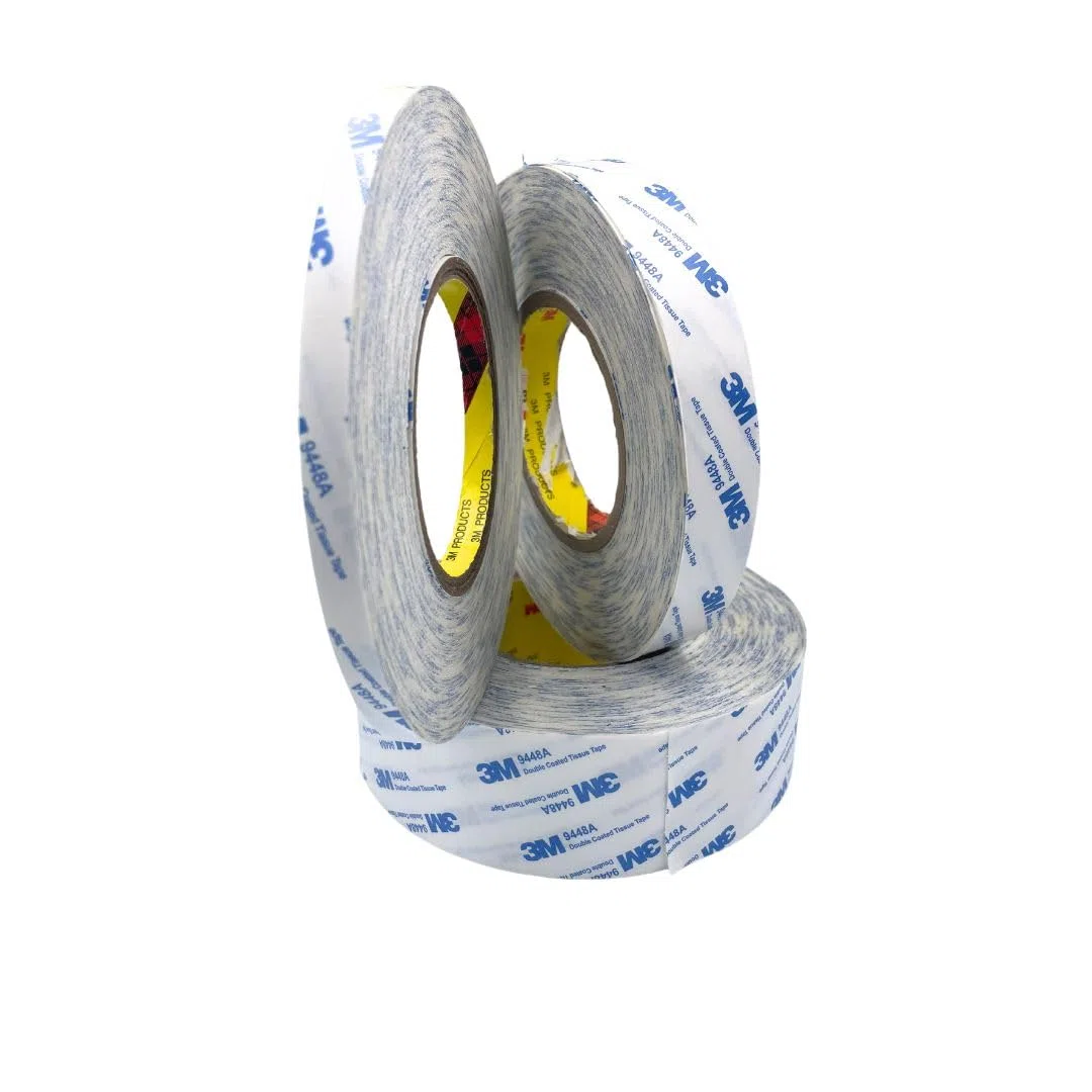 3M 9448A Nastro biadesivo in tessuto, Nastro biadesivo sottile, 50 metri, spessore 0,160 mm, ad alte prestazioni (50 mt X 9 mm)
