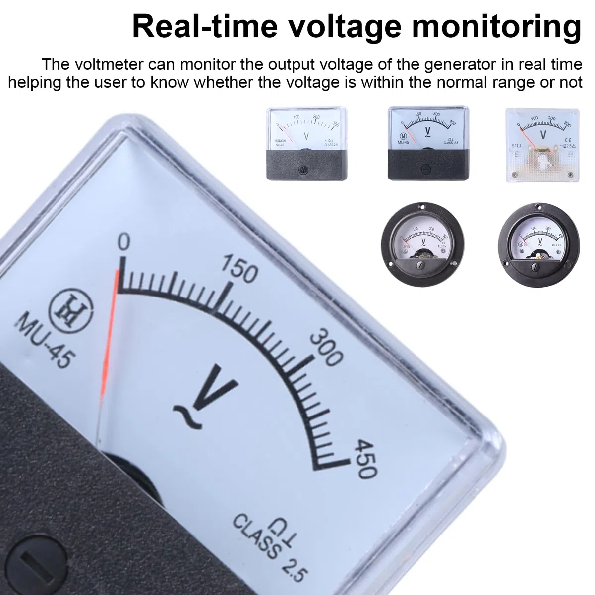 AC 0 – 300 Volt AC0 – 450 V, voltmetro analogico, pannello quadrato/rotondo, indicatore di tensione di tendenza, misurazione della potenza