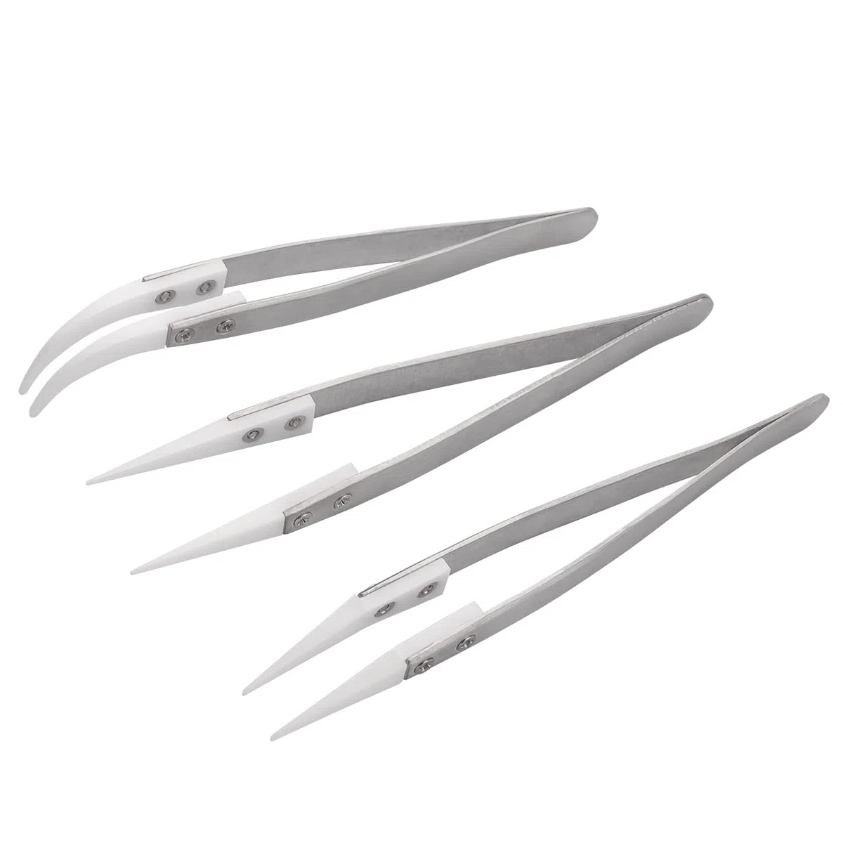 3 pinzette in ceramica in acciaio inox, professionali, set di pinzette per il computer, riparazioni elettroniche, gioielli, lavori di precisione