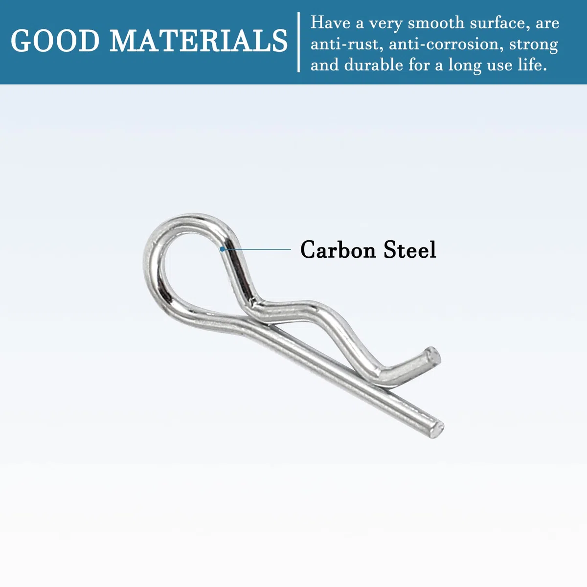 QUARKZMAN R Sagomato Molla Coppiglia Clip Perno x 50pz Carbonio Acciaio Fissaggio Assortimento Fissaggio Capelli Perno per Fattoria e Attacco Perno Blocco Sistemi, [Argento Tono, 1mm x 16mm]