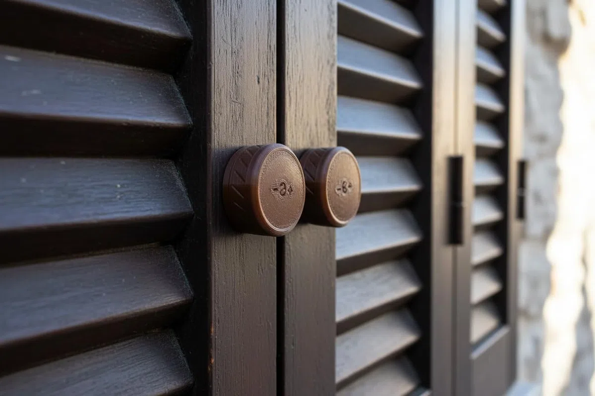 FERMO MAGNETICO per Scuri, Balconi, Porte e Finestre - Con Viti e Distanziali Inclusi (marrone)