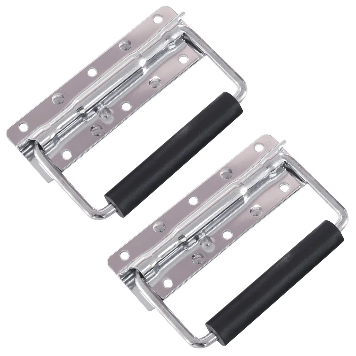 HMF 14990-09 - Manici pieghevoli per casse, set da 2 pezzi, con molla, 12,5 x 4 cm, argento zincato