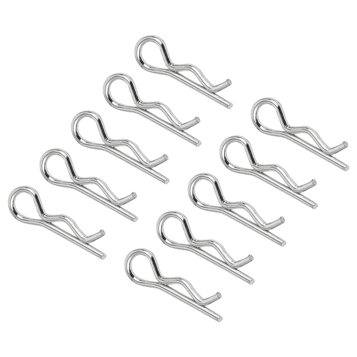 QUARKZMAN R Sagomato Molla Coppiglia Clip Perno x 50pz Carbonio Acciaio Fissaggio Assortimento Fissaggio Capelli Perno per Fattoria e Attacco Perno Blocco Sistemi, [Argento Tono, 1mm x 16mm]
